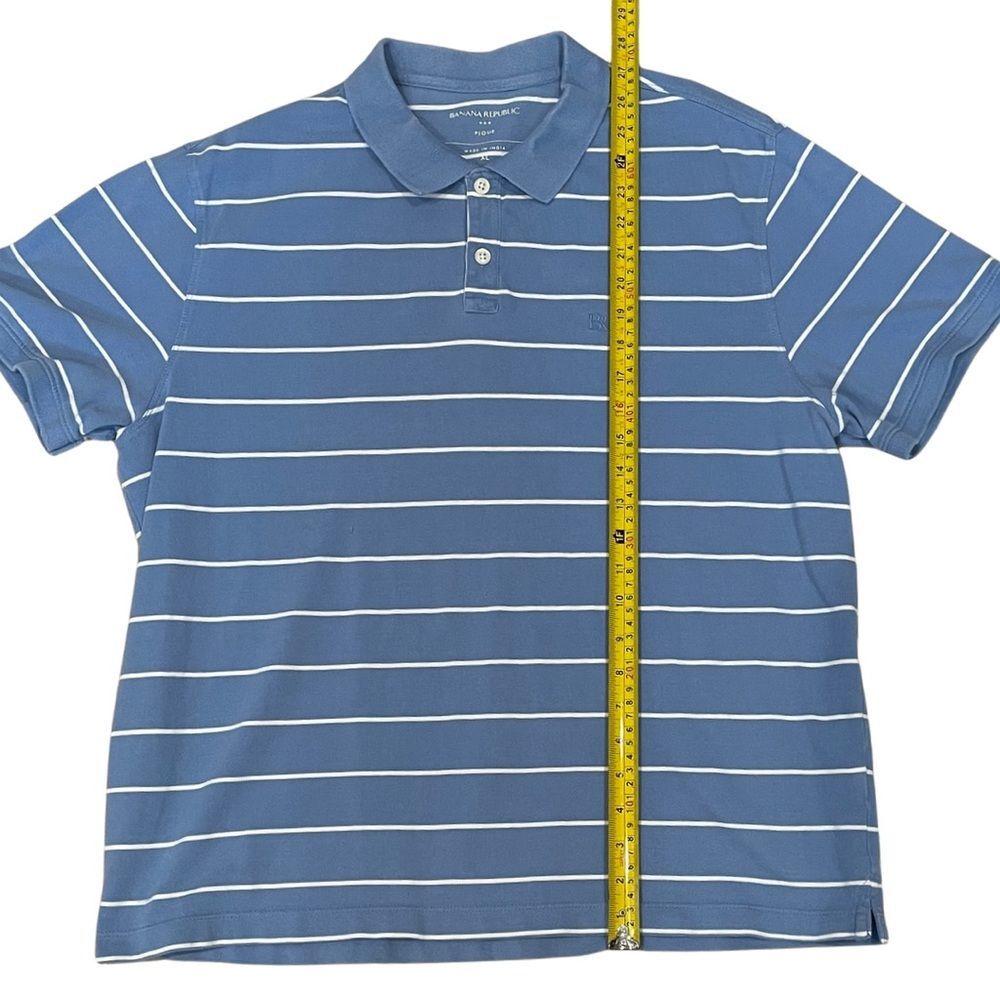Banana Republic Men's Polo in Blue with White Stripes Size XL - Picture 5 of 8